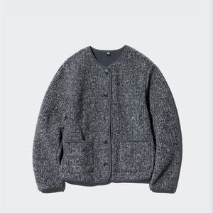 Uniqlo Gray Pile Lined Fleece Cardigan